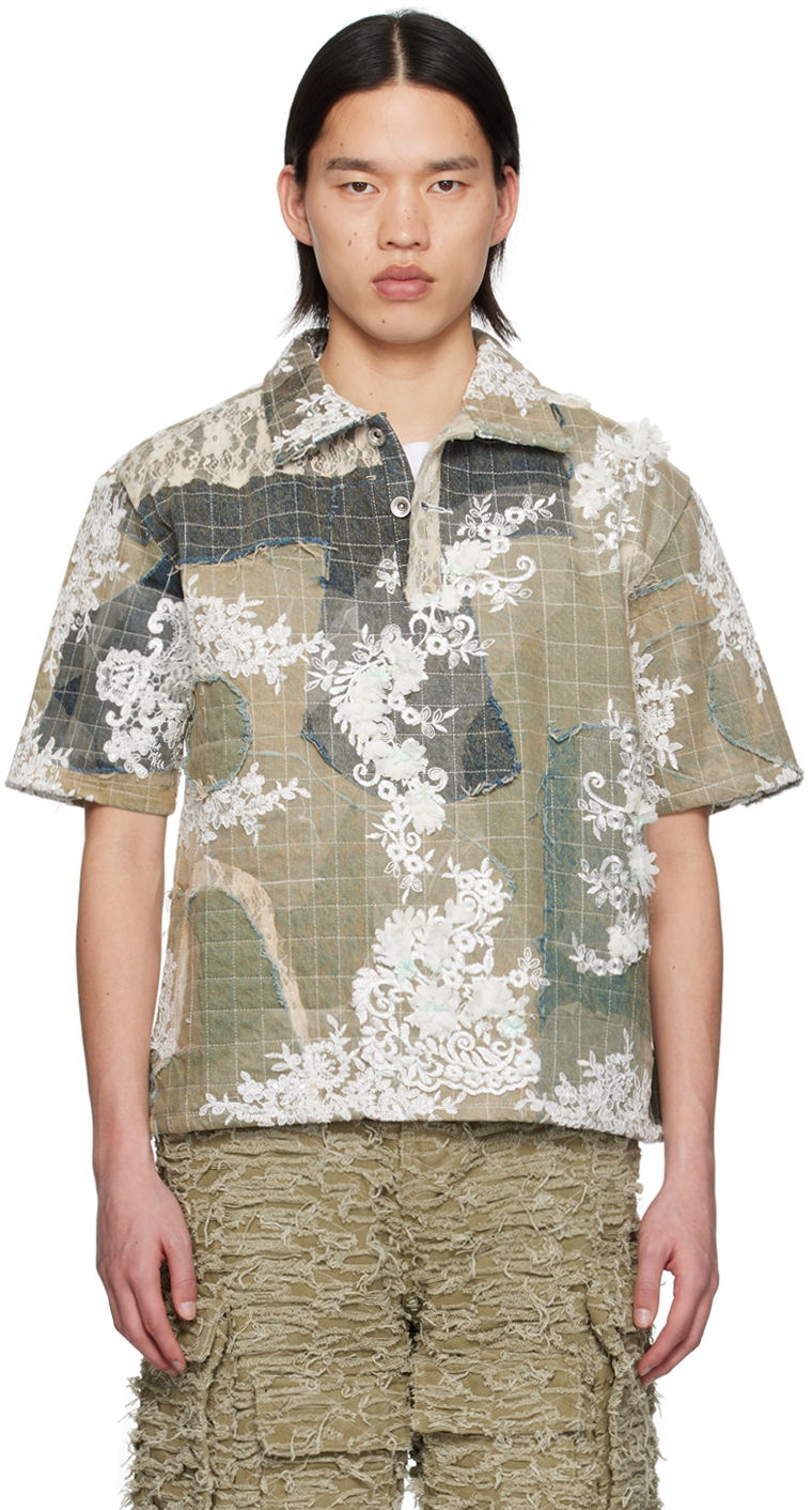 Polo skjorte Who Decides War Patchwork Quilted Lace Appliqué Short-Sleeve Polo Shirt Flerfarvet | 1110360009SS24