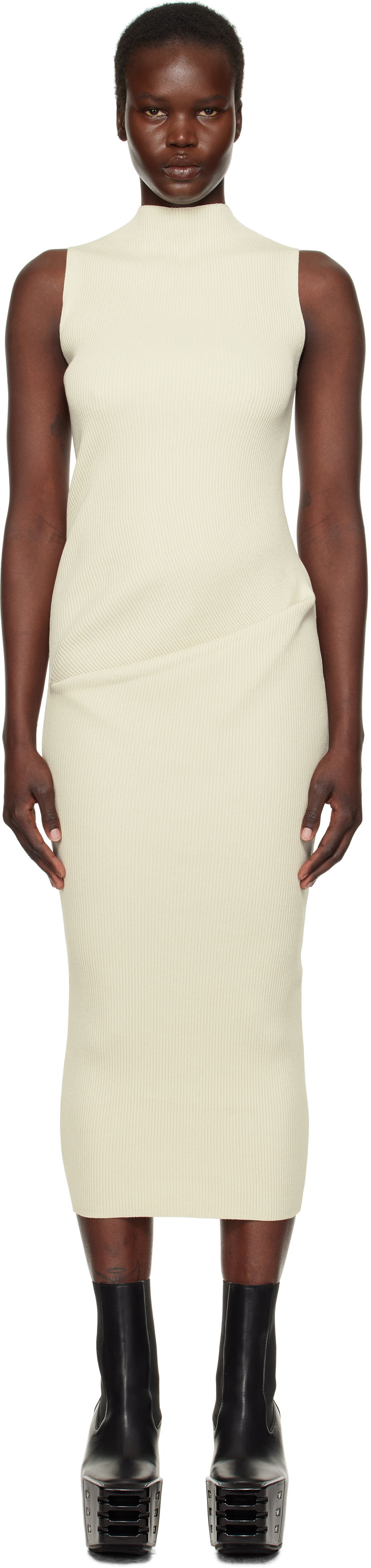 Kjole Rick Owens Rick Owens Hollywood Babel Midi Dress Beige | RP01E7638 RIBVI