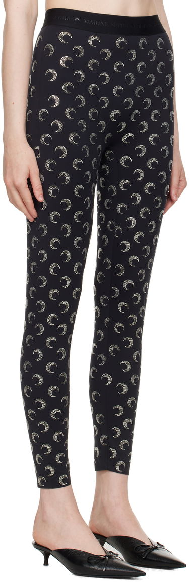 Leggings Marine Serre Marine Serre Moon Rhinestoned Jersey Leggings Sort | WPA111A CJER0002, 1
