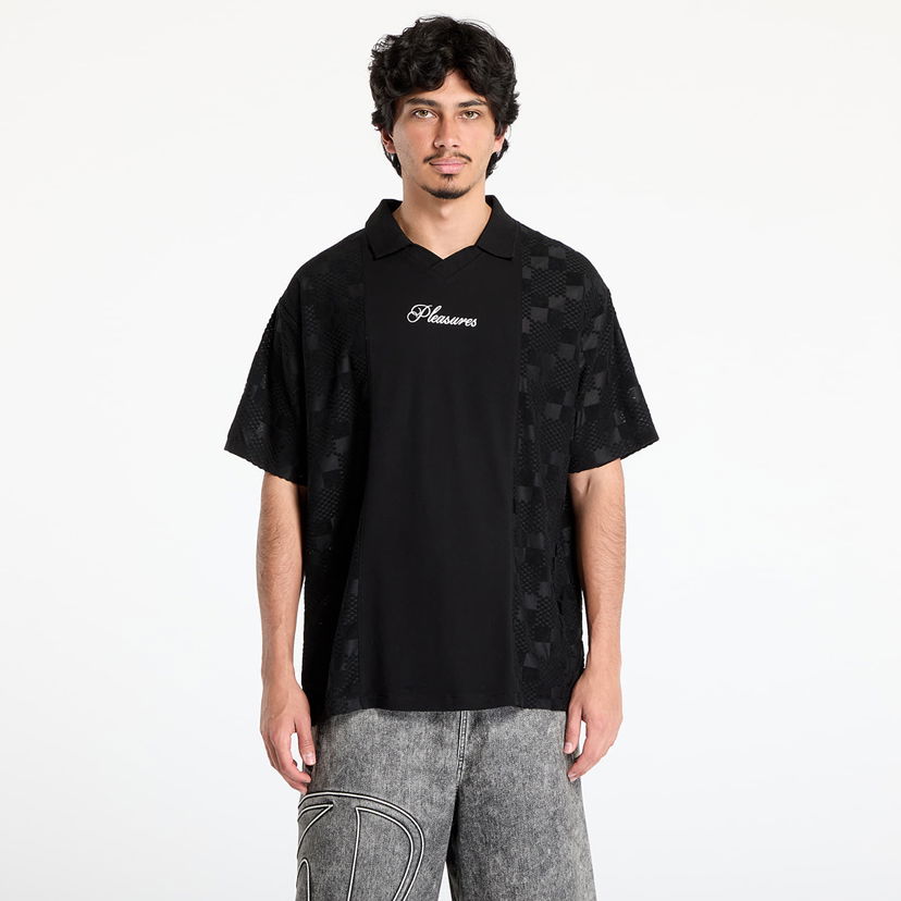 Polo skjorte Pleasures PLEASURES Planets Polo Sort | P25SU014 BLACK
