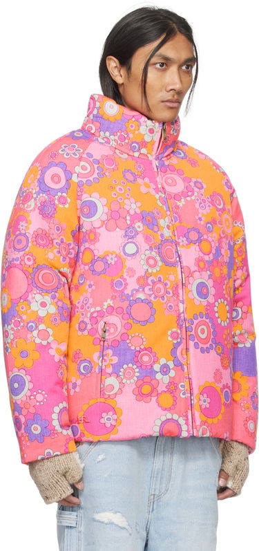 Puffer jakke ERL Floral Print Down Jacket Lyserød | ERL07C103, 3