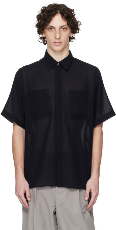 Skjorte AMI AMI Paris Short Sleeve Shirt Sort | HSH252.CO0098, 0