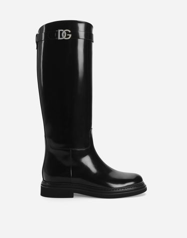 Tilbehør Dolce & Gabbana Dolce & Gabbana Calfskin Knee-High Boots Sort | CU1141A518580999, 0