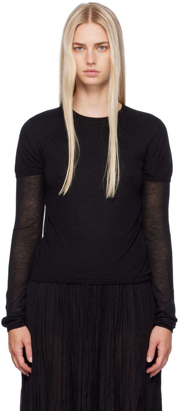 T-shirt TOTEME TOTEME Layered Long Sleeve T-Shirt Sort | 243-WRT0348-YA0079