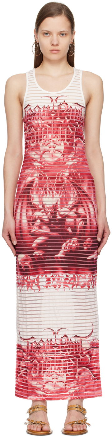 Kjole Jean Paul Gaultier Scoop Neck Graphic Maxi Dress Rød | 24/25-F-RO158-J544-0130