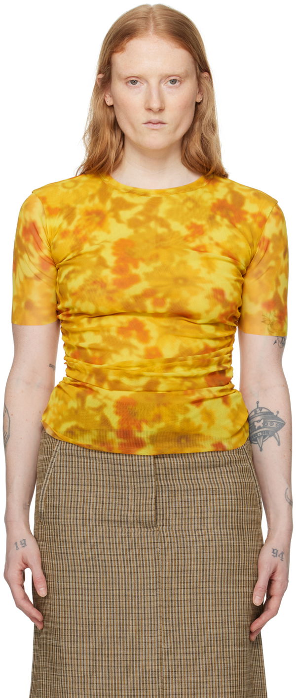 T-shirt Acne Studios Ruched T-Shirt Gul | AL0414-