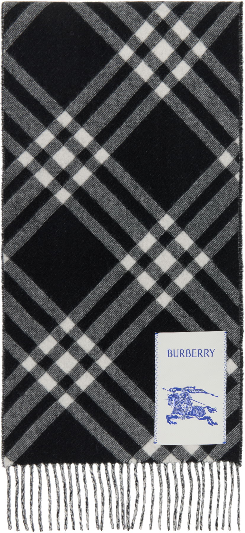 Tørklæde Burberry Cashmere Check Scarf Sort | 8099650
