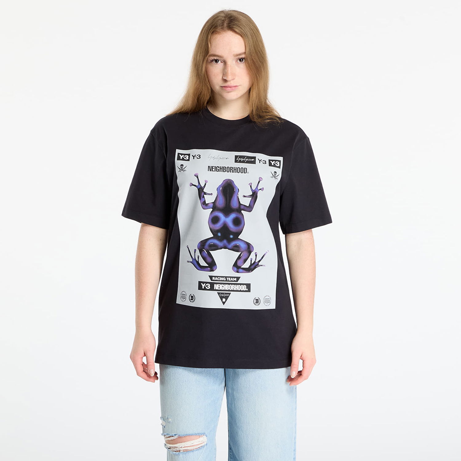 T-shirt Y-3 Y-3 x Neighborhood Frog Graphic T-Shirt Sort | JW6998, 0