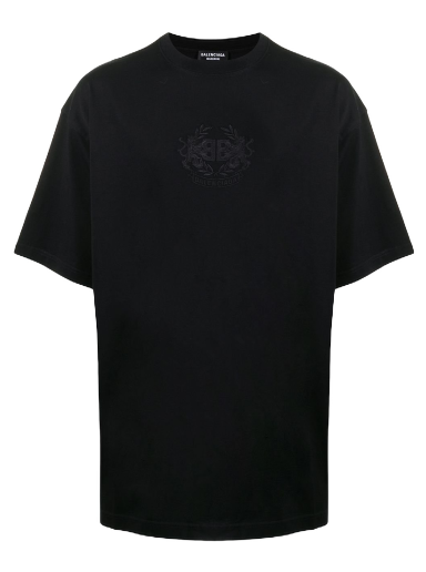 T-shirt Balenciaga Lion's Laurel Logo T-shirt Sort | 641675TKV711069