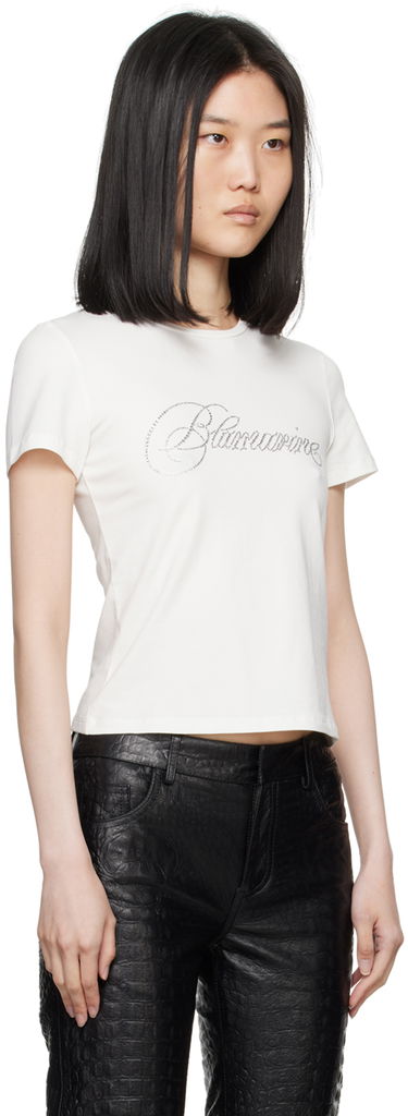 T-shirt Blumarine Crystal Logo T-Shirt Hvid | A422T075A, 1