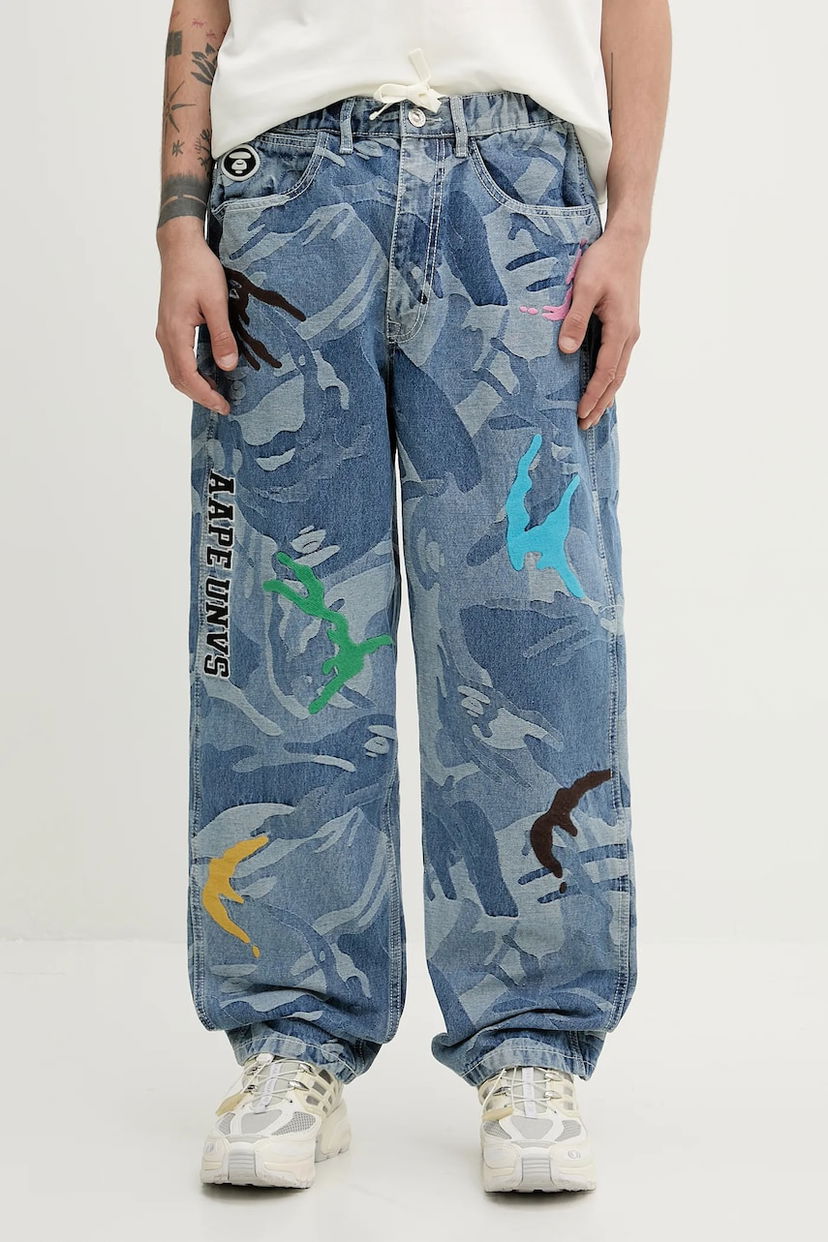 Jeans AAPE by A Bathing Ape AAPE Main Relaxed Fit Jeans Blå | AAPPTMB687XAO