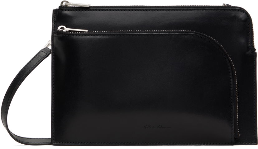 Skuldertaske Rick Owens Rick Owens Hollywood Club Leather Pouch Sort | RA01E0620 LGEL