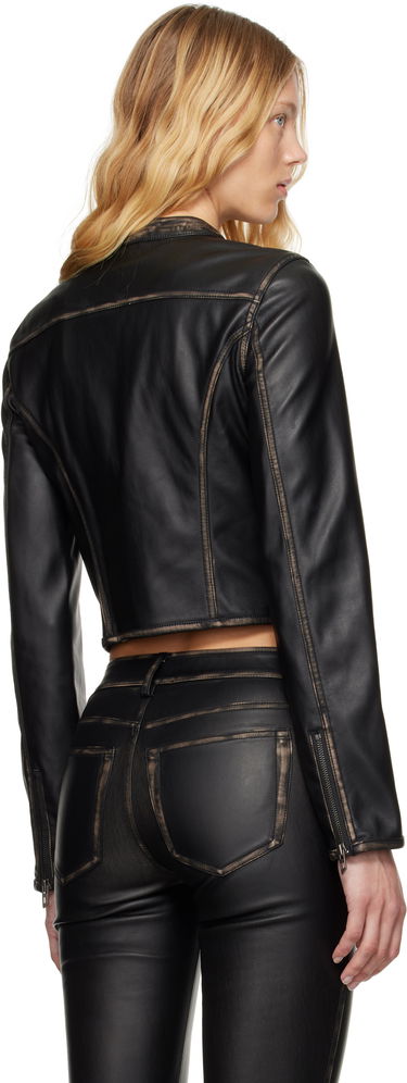 Jakke Diesel G-Lobe Faux-Leather Cropped Jacket Sort | A16660 0IKAR, 2