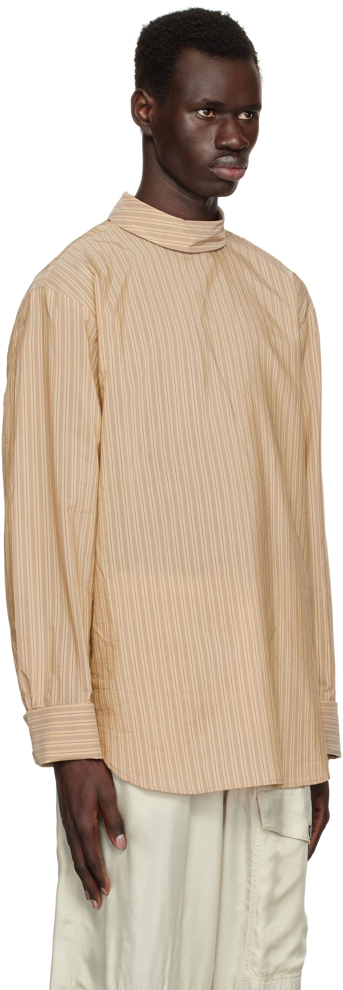 Skjorte Dries Van Noten Dries Van Noten Striped Turtleneck Shirt Beige | 251-020704-1524, 1