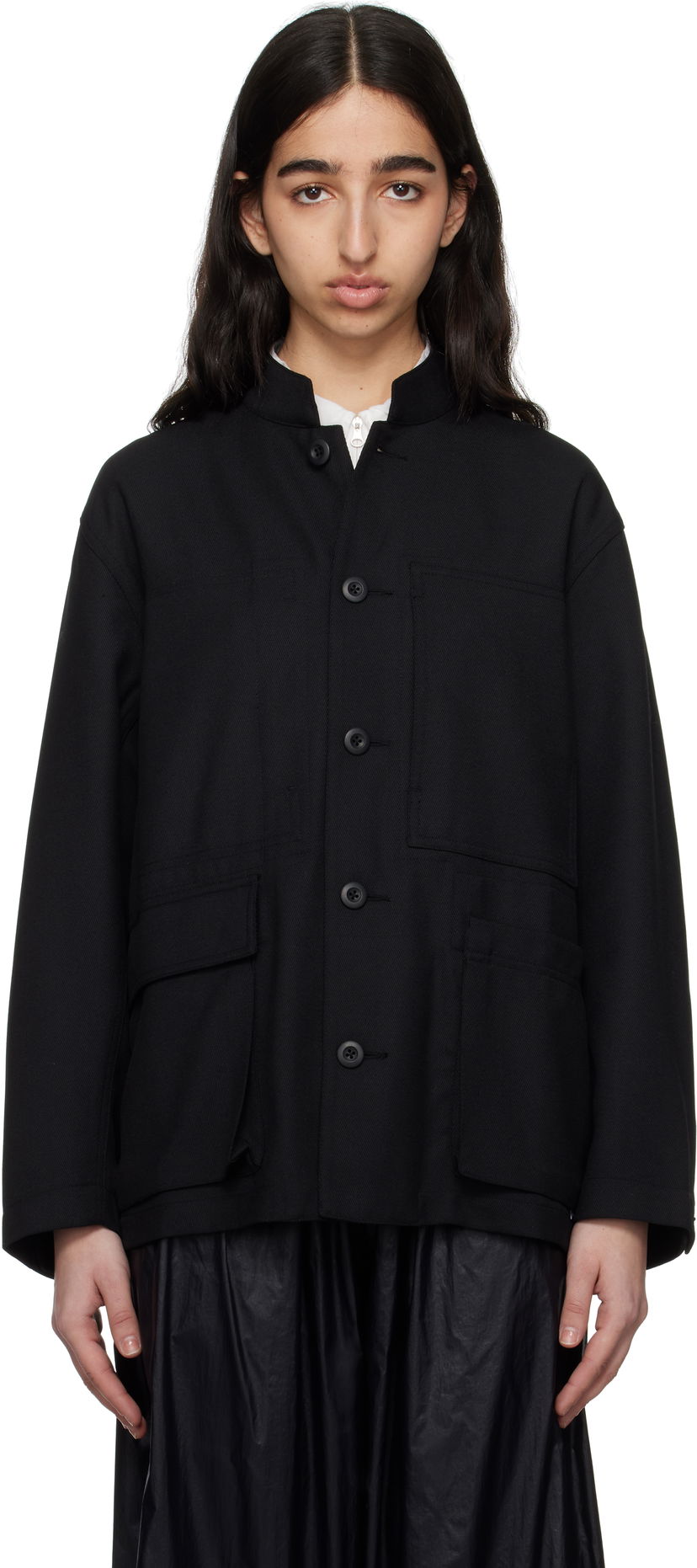 Jakke Snow Peak Snow Peak Hybrid Wool Utility Jacket Sort | JK-25SU103