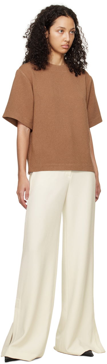 T-shirt Anine Bing Maddie Relaxed-Fit Wool-Blend T-Shirt Brun | A-07-9806-200, 3