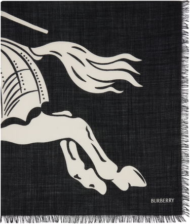 Tørklæde Burberry Burberry Wide EKD Wool Scarf Sort | 8113032, 3