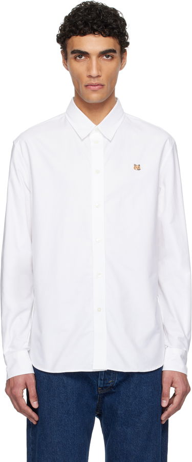 Skjorte MAISON KITSUNÉ Maison Kitsuné Casual Shirt with Fox Head Embroidery Hvid | MM00408WC5012, 0