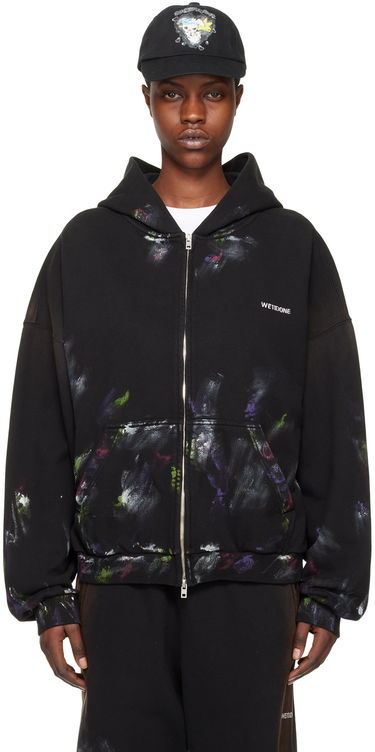 Sweatshirt We11done Painted Zip-Up Hoodie Sort | WD-TJ0-24-777-U-BK, 0
