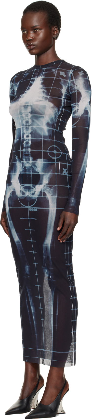 Kjole Jean Paul Gaultier Jean Paul Gaultier 'The Squeletor' Mesh Maxi Dress Blå | 25/33-F-RO309-T580-005956, 3
