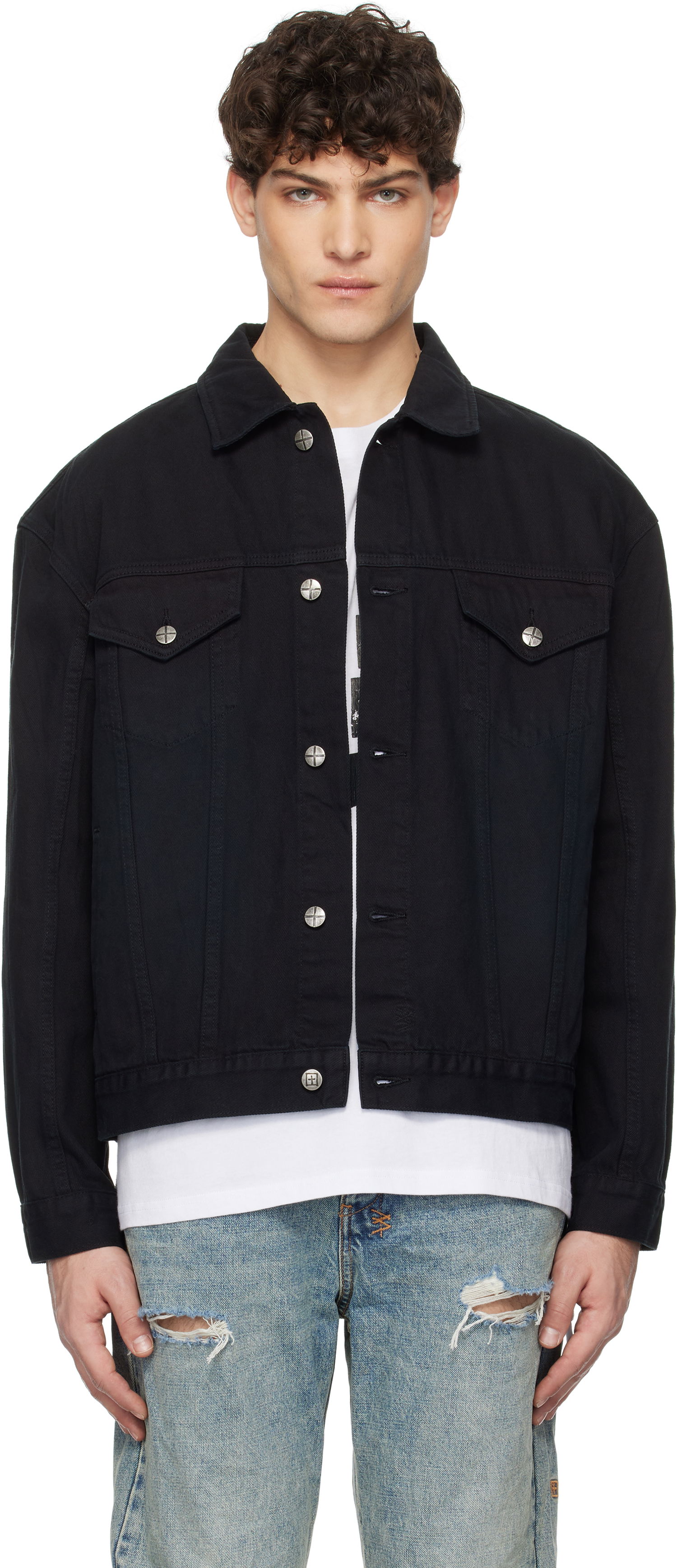 Jakke Ksubi Oh G Replica Eagle Denim Jacket Sort | MPS25JK004, 0