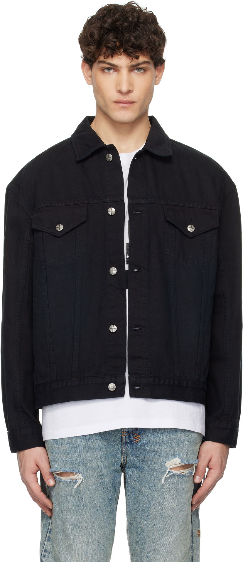 Jakke Ksubi Oh G Replica Eagle Denim Jacket Sort | MPS25JK004