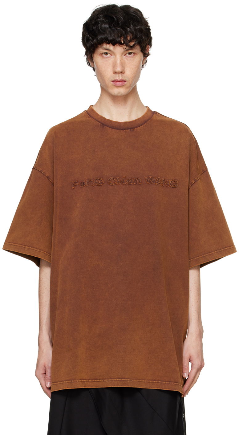 T-shirt Feng Chen Wang Feng Chen Wang Washed Logo T-Shirt Brun | FUF18TS07, 0