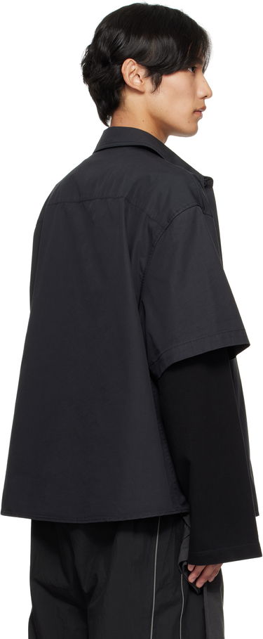 Skjorte We11done We11done Logo Long-Sleeved Layered Shirt Sort | WD-SH2-25-180-U-CH, 2