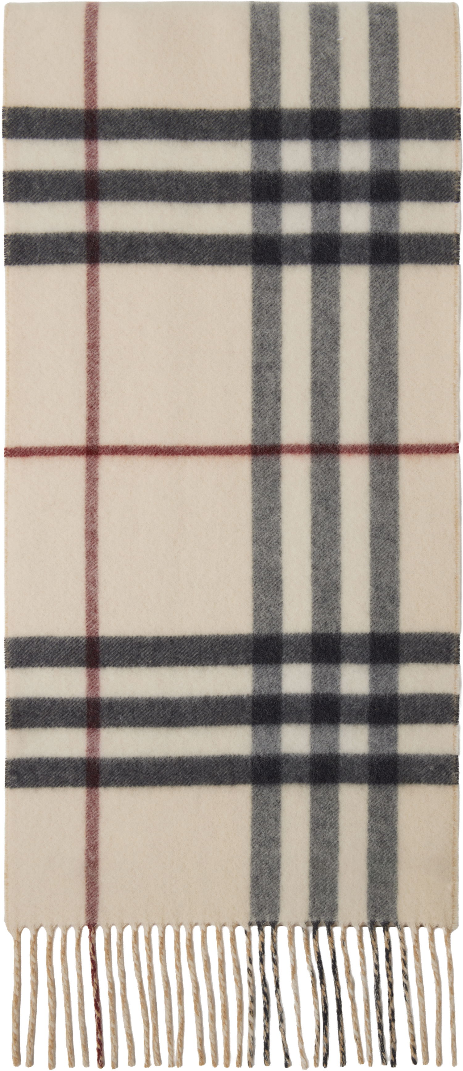Tørklæde Burberry Burberry Reversible EKD Check Cashmere Scarf Beige | 8095224, 1
