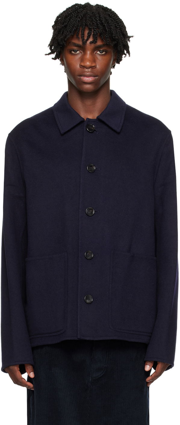 Frakker AMI Double-Faced Coat Mørkeblå | HJK200.WV0022, 0