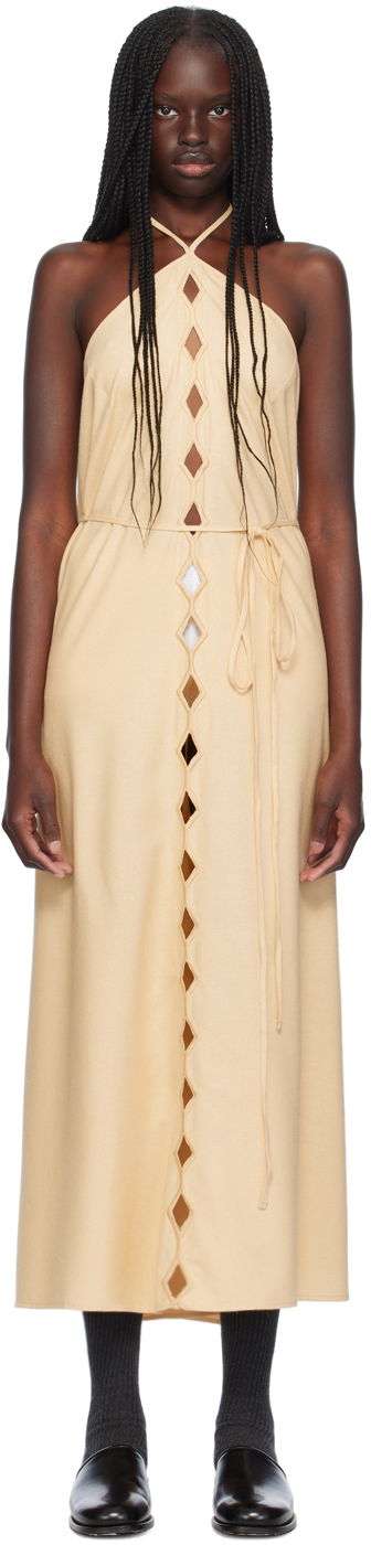 Kjole Baserange Halterneck Cutout Maxi Dress Beige | DRCEL-WS-AU24