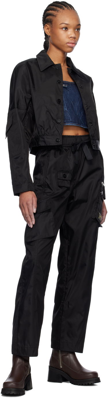 Cargo bukser GANNI Ganni Duchesse Nylon Elasticated Cropped Pants Sort | W0476-099, 4