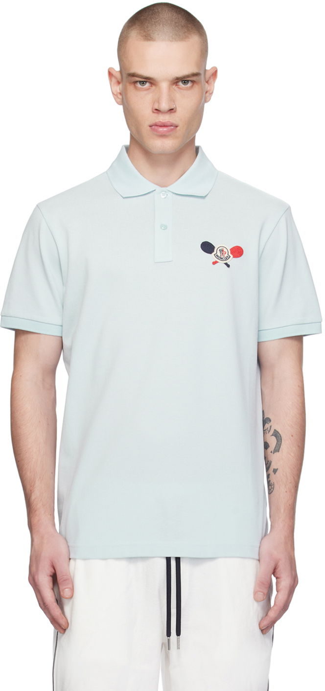 Polo skjorte Moncler Appliqué Polo Blå | J10918A0000989A16
