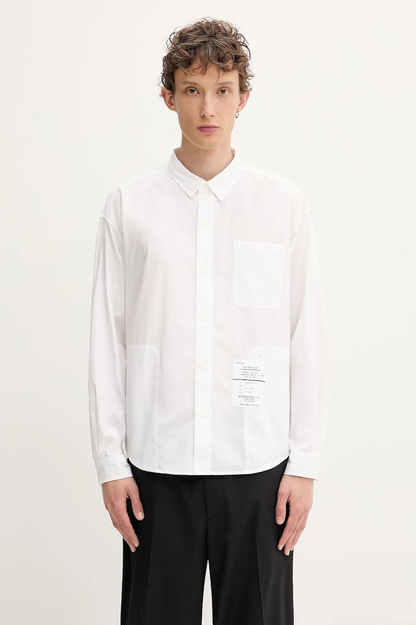 Skjorte Neighborhood NEIGHBORHOOD Plain Shirt Ls Regular Fit Hvid | 251SPNH.SHM03