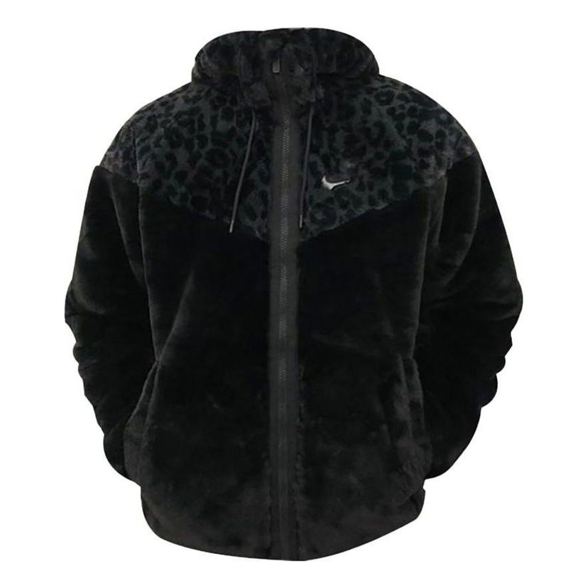 Parka Nike Leopard Print Splicing Zipper Jacket Sort | DH6683-010