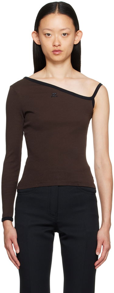 T-shirt Courrèges Single-Shoulder Slim-Fit T-Shirt Brun | 323JTO209JS0070, 0