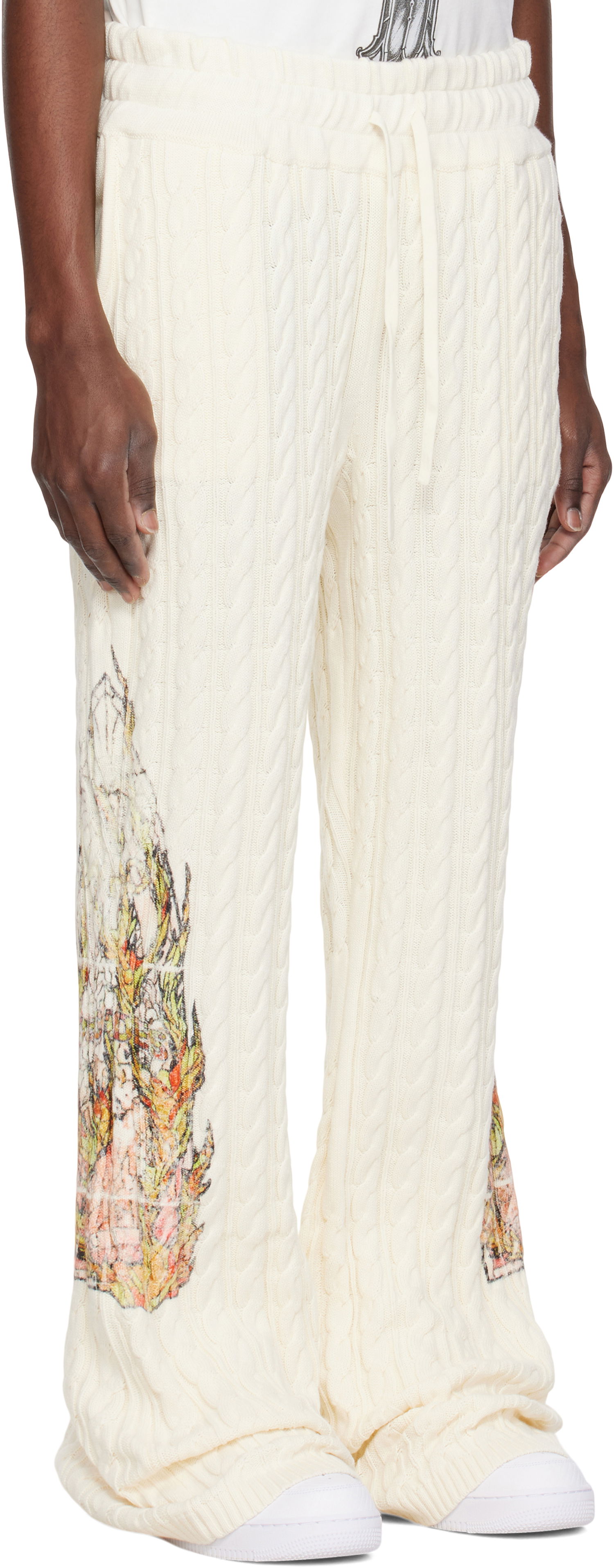 Joggingbukser Who Decides War Who Decides War Flame Glass Cable Knit Sweatpants Hvid | 1120770019SS25, 1