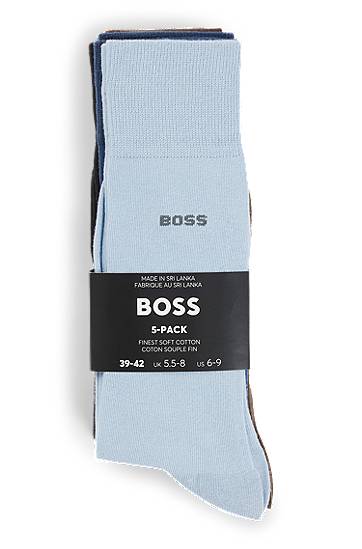 Sokker BOSS Five-Pack of Cotton-Blend Regular-Length Socks Flerfarvet | 50503575, 1