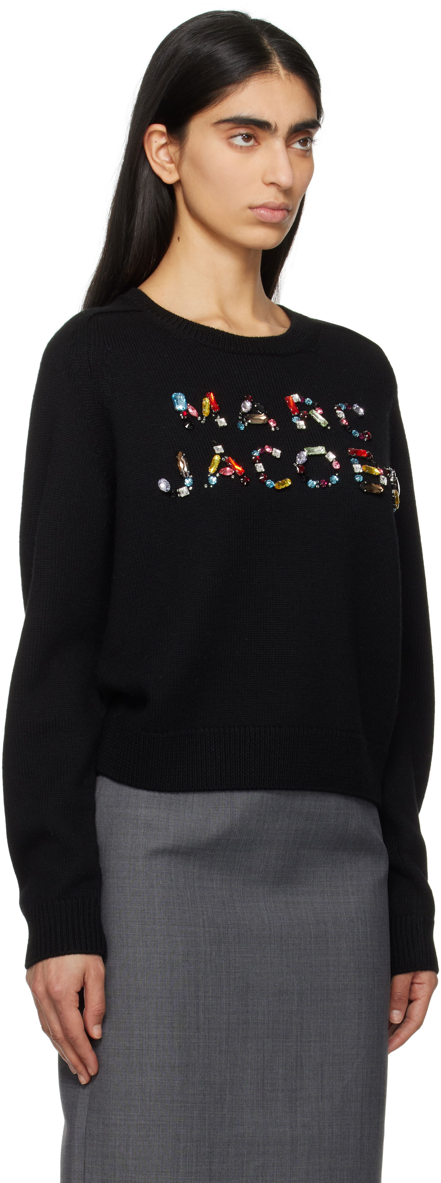 Sweater Marc Jacobs Marc Jacobs Knit Logo Sweater with Gem Embellishments Sort | 2S5RTP001K26, 1