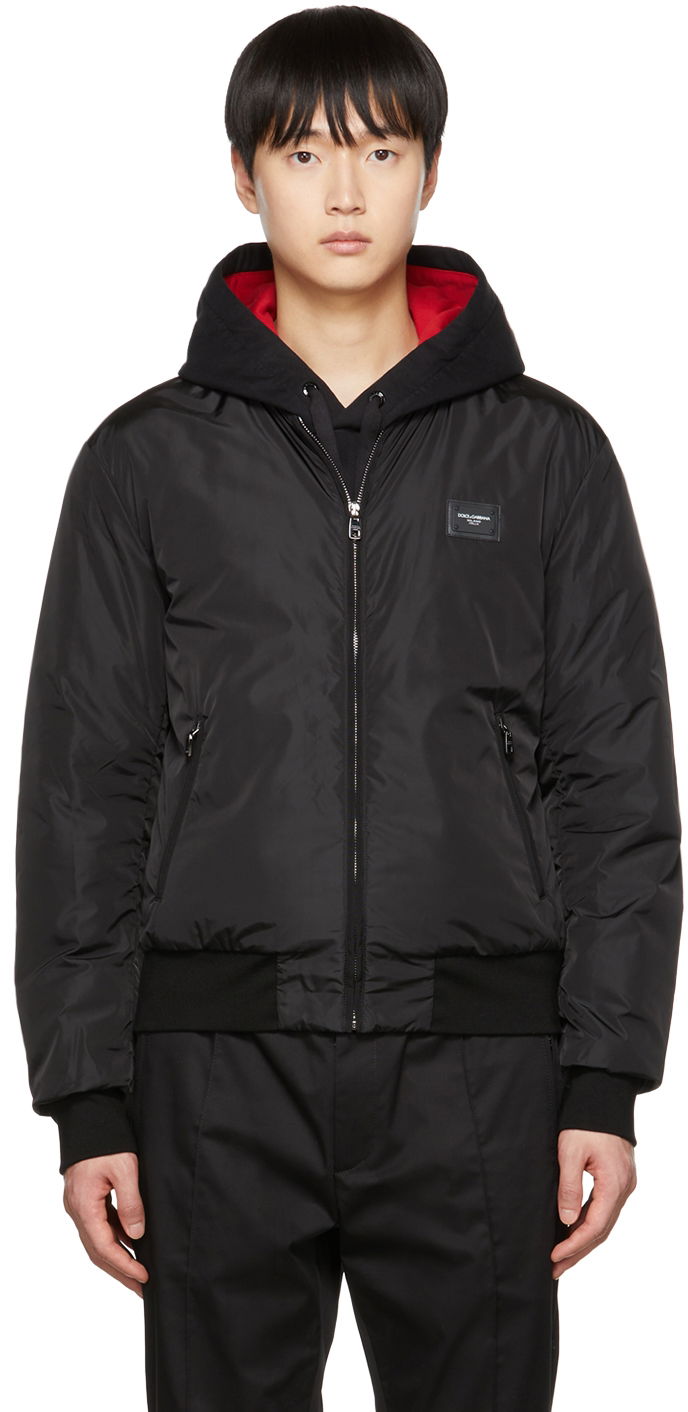 Bomberjakke Dolce & Gabbana Black Insulated Bomber Jacket Sort | G9OW1TFUMQG