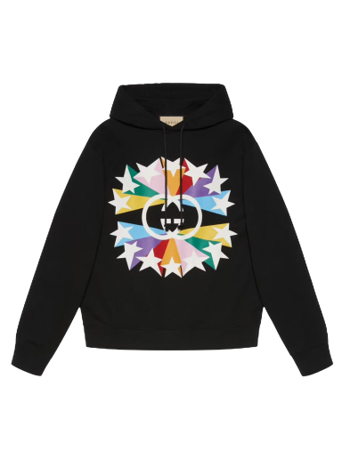 Sweatshirt Gucci Interlocking G Star Burst Print Cotton Hoodie Sort | 646953 XJDNJ 1082