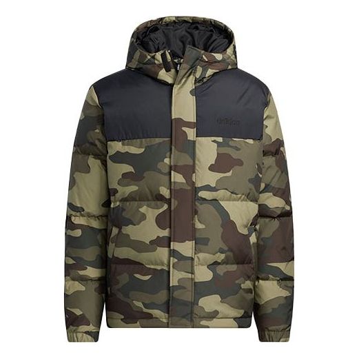 Puffer jakke adidas Originals Camo Puff Colorblock Down Feather Jacket Grøn | H45238