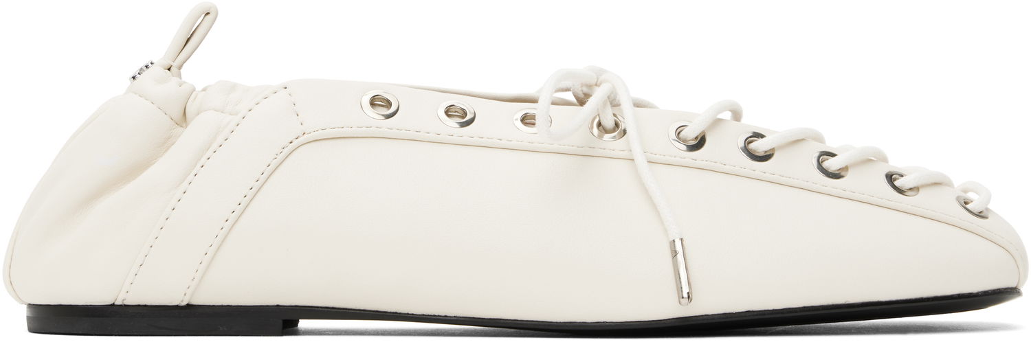 Kjole GANNI GANNI Lace-Up Ballerina Flats Hvid | S2962, 0