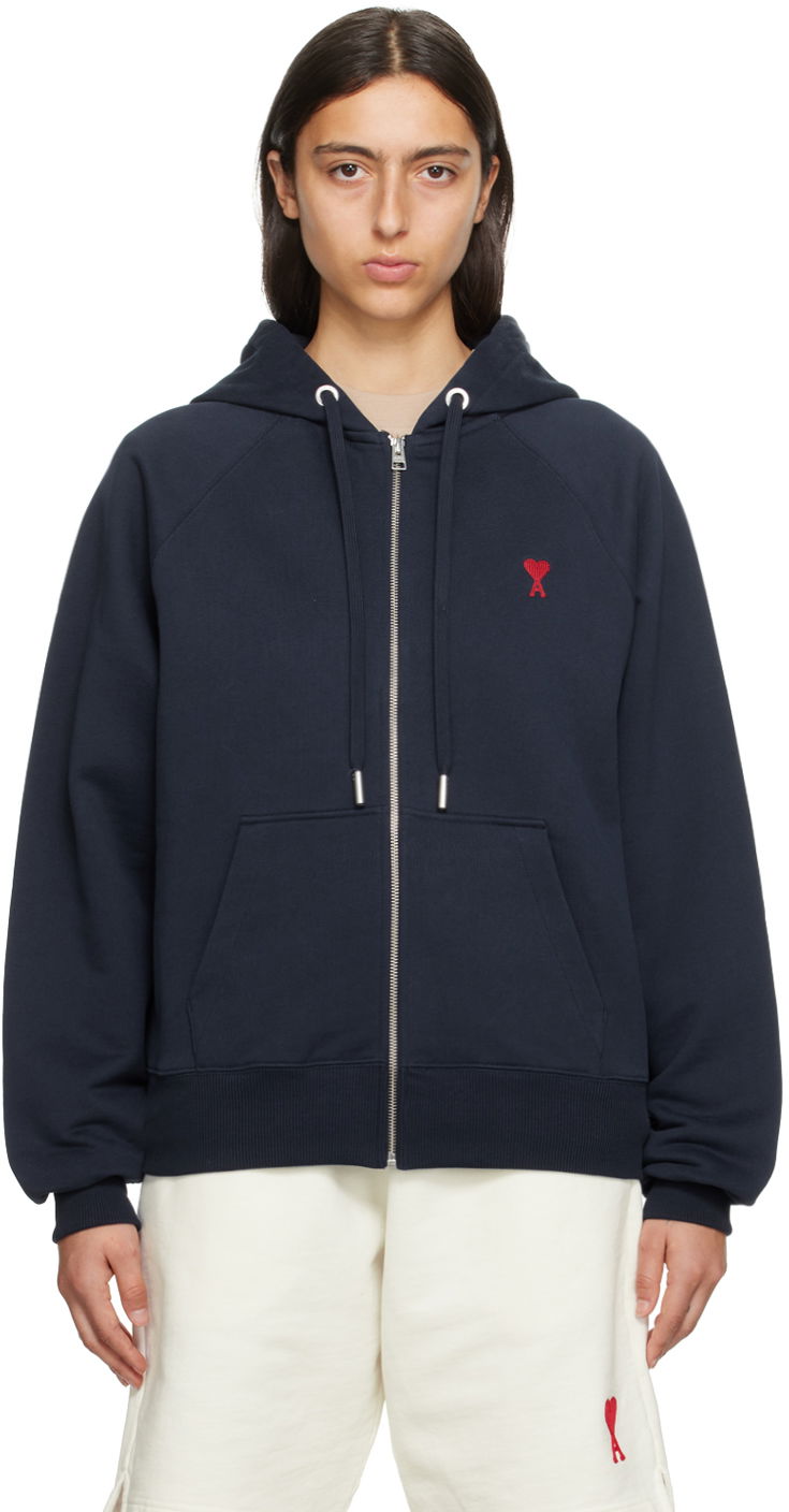 Sweatshirt AMI Hoodie Mørkeblå | USW415.747, 0