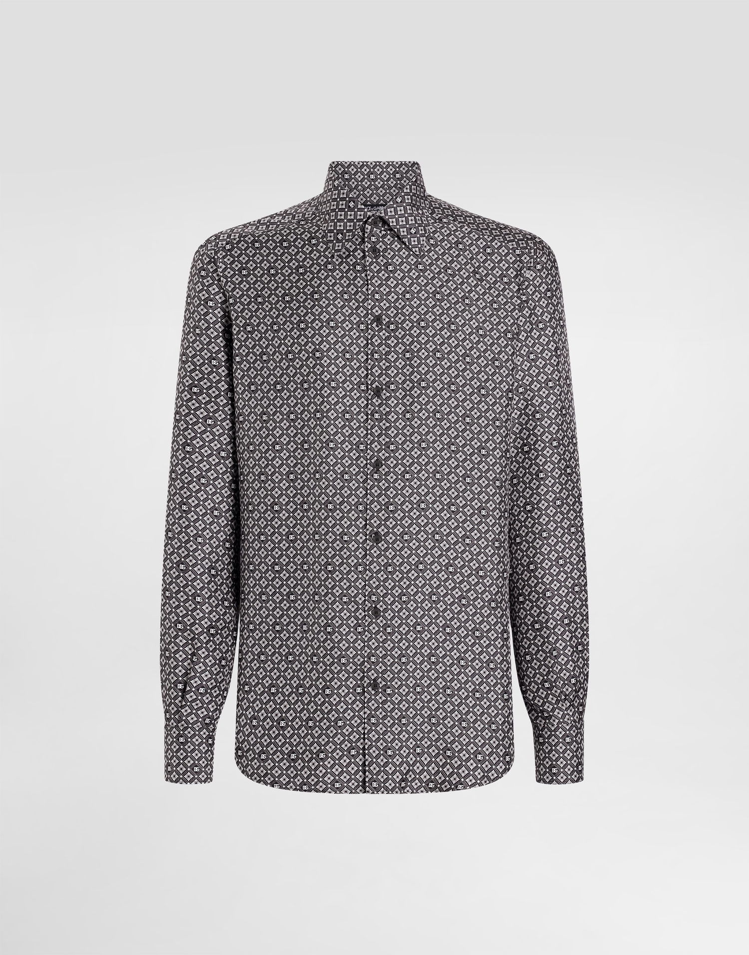 Skjorte Dolce & Gabbana Dolce & Gabbana Silk Shirt with DG Monogram Print Sort | G5MM4TIS1XSHN5KD, 0