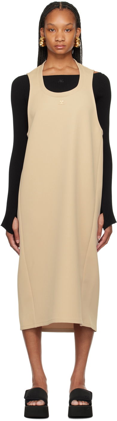 Kjole Courrèges Courrèges Holistic Midi Dress Beige | 124CRO367PL0007
