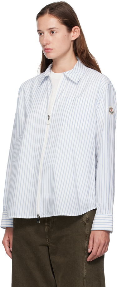 Skjorte Moncler Moncler Striped Zip Shirt Hvid | K20932F00016598S1, 3