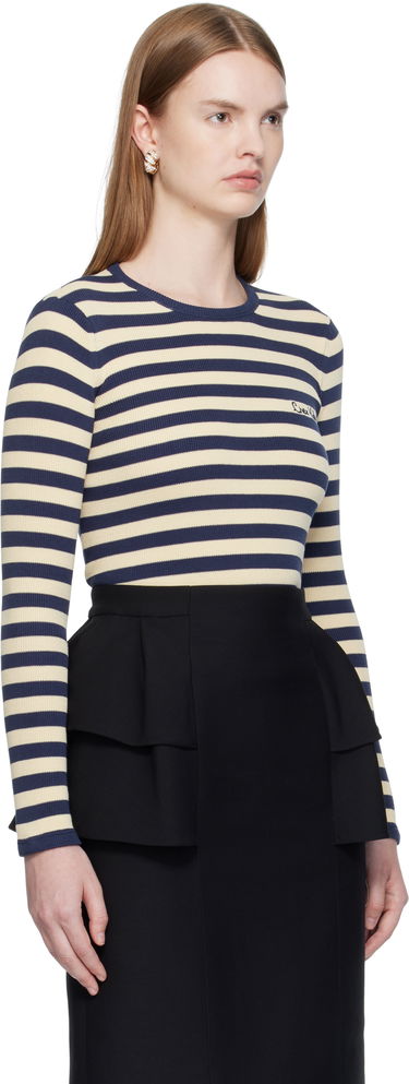 T-shirt Valentino Valentino Striped Cotton T-Shirt Mørkeblå | 7B3KC66N9JD, 1