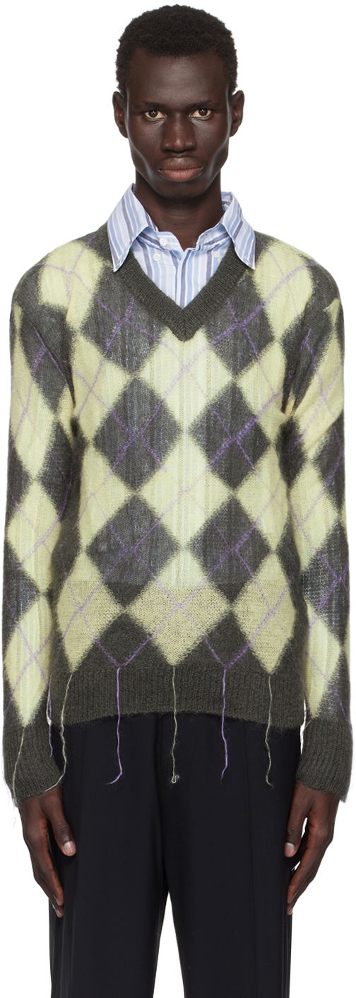 Sweater Marni Argyle Sweater Grå | CVMG0128Q0 UFU175, 0