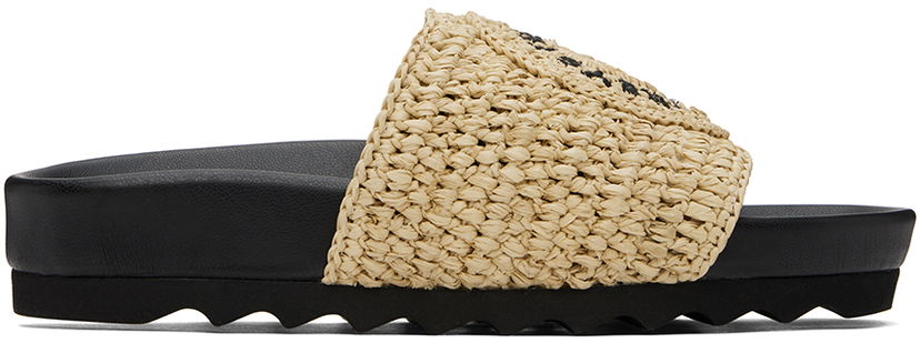 Sneakers og sko Stella McCartney Elyse Raffia Logo Slides Sort | 810387AFACL0